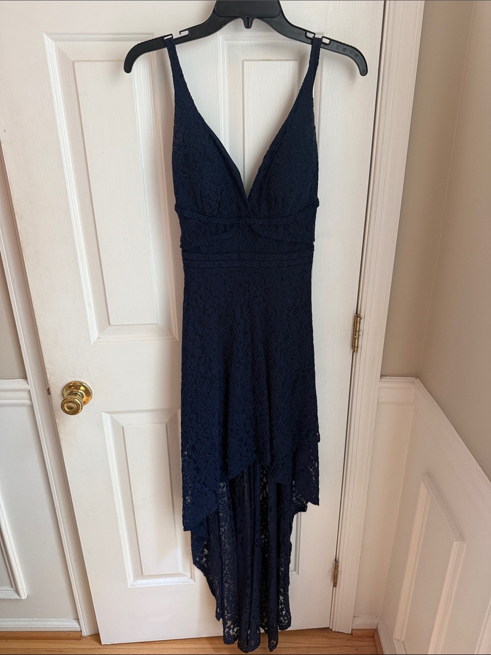 Laundry by Design Navy Lace High-Low V-Neck Dress